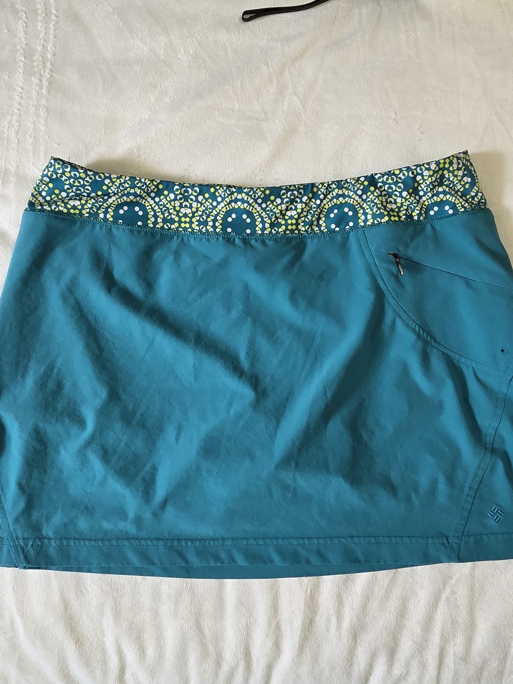Columbia Teal Mini Skort with Patterned Waistband